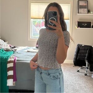 American Eagle Outfitters Floral Short Sleeve Baby Tee